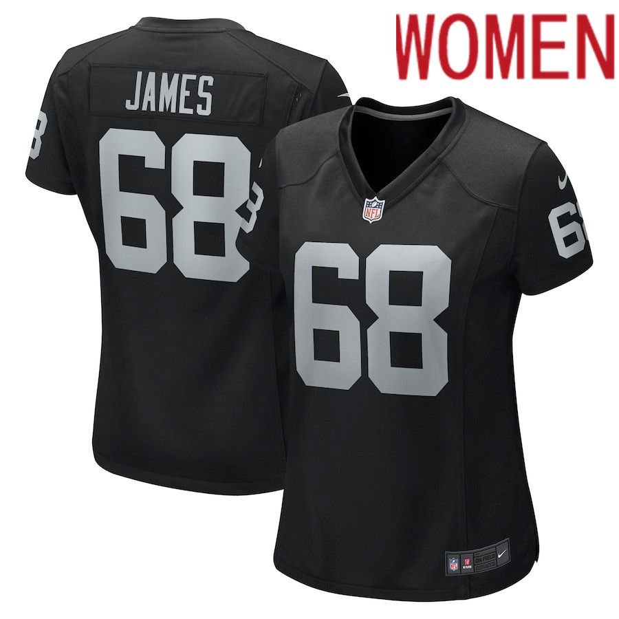 Cheap Women Oakland Raiders 68 Andre James Nike Black Game NFL Jersey